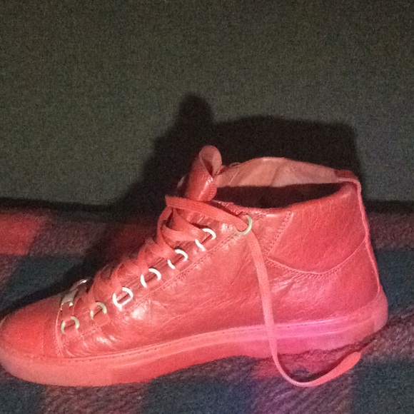 balenciaga red leather shoes